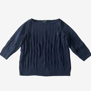 navy blue Ralph Lauren cable knit sweater
